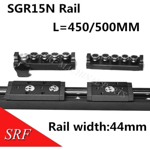 44mm width Aluminum Square Roller Linear Guide Rail 1pcs SGR15N L=450/500mm with 1pc SGB15N wheels block for CNC