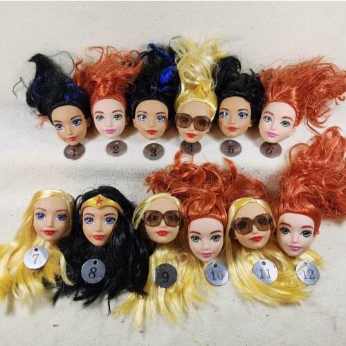 B21-5 Original Foreign Trade Animation BIG Round face Beauty 1/6 or 1/5 OOAK NUDE Doll Head Mussed Hair for DIY 90%new