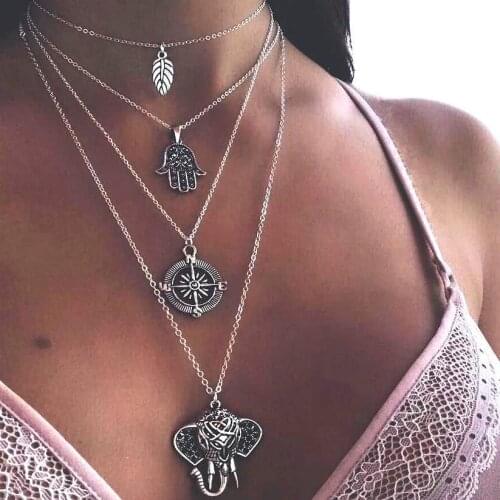 Bohemian Layered Necklace For Women Boho Statement Multi Layer Necklace Set Bib Necklaces & Pendants Bijoux Maxi Colar