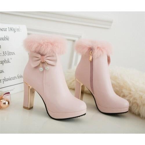 Big Size 9 10 11 12 boots women shoes ankle boots for women ladies boots Bow-tied ankle boots