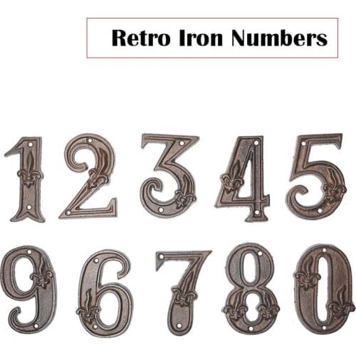 12cm Decorative Cast Iron House Number Garden Address Street Digital Sign Plates Door Plaque Numbers For Apartment Mailbox 0-9