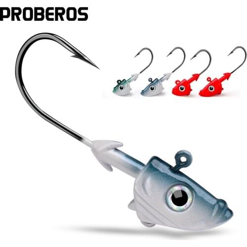 PROBEROS 1PCS Jig Head Soft Lure Hooks 21.5g-32.5g Jigging Bass Pike Silicone Bait Soft Worm Fishhooks Jigs Fishing Hooks Barbed