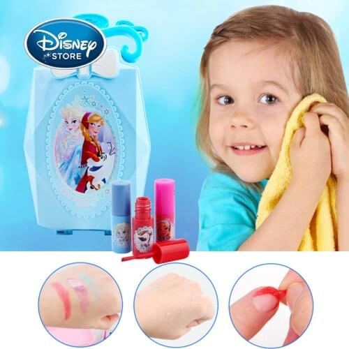 Disney Girls Frozen Snow Princess Elsa Anna Baby Girl Makeup Toy With Box Nail Polish Eye Shadow Blush Play Make-Up Fashion Toys