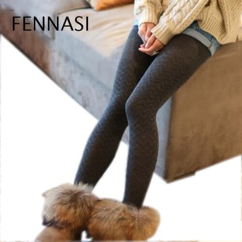FENNASI Sexy Winter Women Leggings Print with Wave Striped Cotton Leggings Casual Leg Warm Pants High Waist Leggings