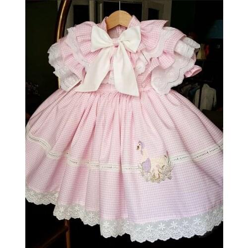 Baby Girl Summer Pink Turkish Vintage Dress for Birthday Party