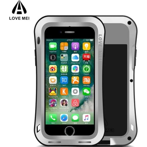 Love Mei Metal Case For iPhone 7 8 Plus Shockproof Phone Case Cover For iPhone 6 6s Plus Small Waist Rugged Anti-Fall Armor Case