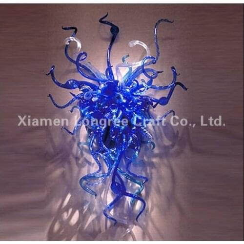 LRW007-Fashionable Blue Colored Contemporary Glass Wall Art