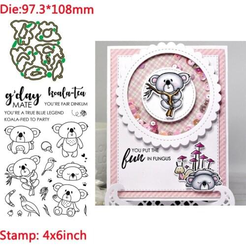 Cute Koala Woodpecker Hedgehog Words Metal Cutting Dies&Transparent Clear Stamps For DIY Scrapbooking Album paper Cards New 2020