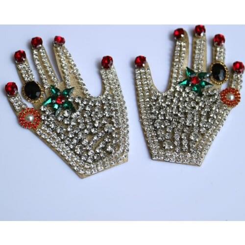 Fashion Rhinestone beaded hand patches for clothes DIY sew on parch appliques Embroidery applique patch ropa clothing accessory