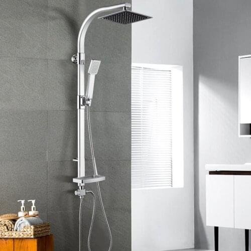 Wall Mounted Bathtub Rainfall Shower System Set With Hand Shower Soap Box Bathroom Faucets Bath Shower Mixer 20*47*106cm HWC