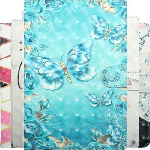New 3D Blue Butterfly Printed Leather Case for Samsung Galaxy Tab A2 A 8.0 2017 SM-T380 SM-T385 T380 T385 8.0 inch case+film+pen