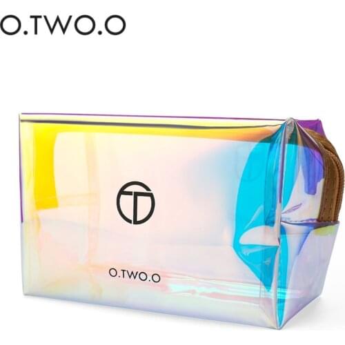 O.TWO.O Colorful Transparent Cosmetic Bag Travel Make Up Necessaries Organizer Zipper Toiletry Kit Fashion Makeup Case Pouch