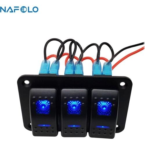 3 Gang Car Rocker Switch Panel 12V 24V Car LED Light Switch panel Circuit Breaker for Car Caravan Marine Boat
