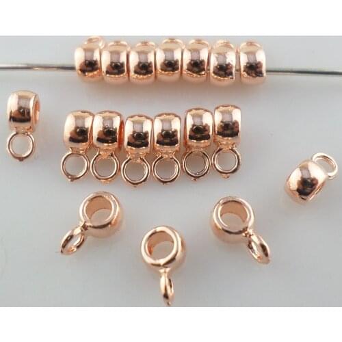 160pcs Rose Gold Alloy Charms Bails Spacer Beads Connectors Pendants 3.5x4x6mm
