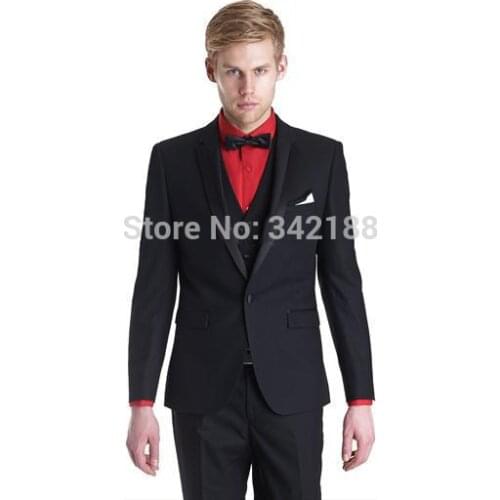 Latest Style Groom Tuxedos Black One Button Notch Lapel Best man Groomsman Men Wedding/Prom Suits /custom suit/best suitswedding