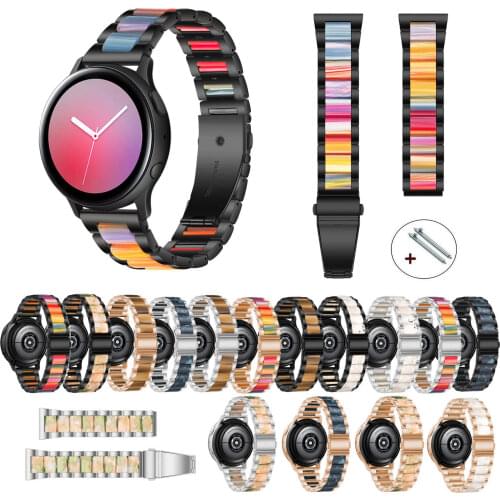 Dual Colors Resin Stainless Steel Watch Band for Samsung Galaxy Watch3 41mm 45mm Huami Amazfit Galaxy Watch 42mm 46mm Strap