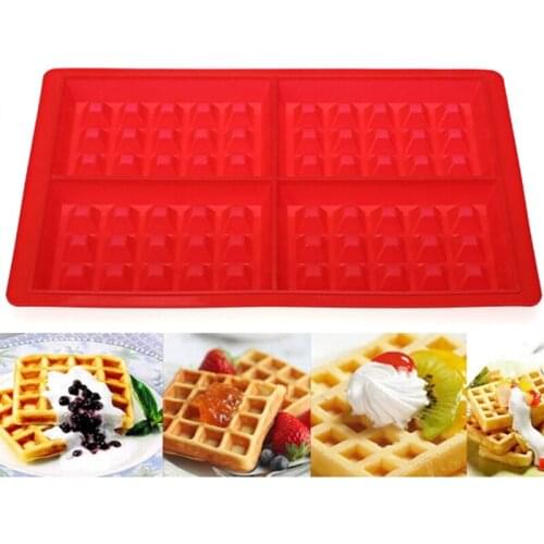 Silicone Waffle Mould 4-Cavity Waffles Cake Pan High Temperature Resistant Breakfast Muffin Mould For Kitchen Baking Tool