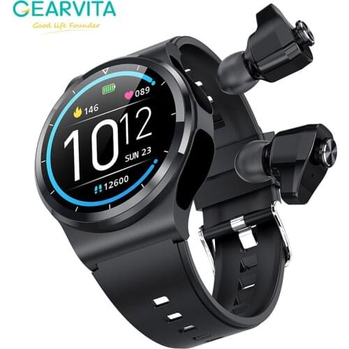 Gearvita GT69 Smart Watch With TWS Earphone BT Call Heart Rate Blood Pressure Sleep Monitor Smartwatch For Android IOS