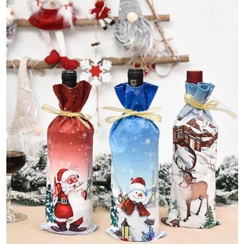 Cloth Christmas Wine Bottle Covers Santa Claus Wine Bottle Bag Kitchen vinoteca Party Supplies новогодние украшения 2021 natale