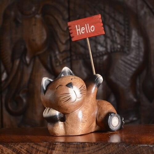 Cats and furnishing articles Thailand adornment wood carving decoration to the hotel club reception decoration at home