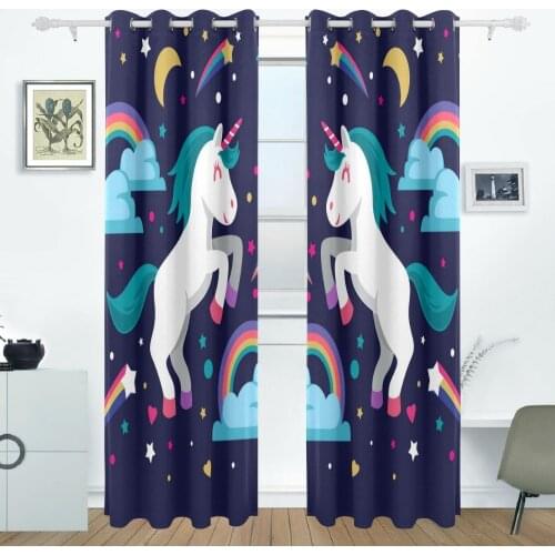 Cute Unicorn Blackout Curtains For Window Treatment Blinds Finished Drapes Window Curtains For Living Room The Bedroom Blinds