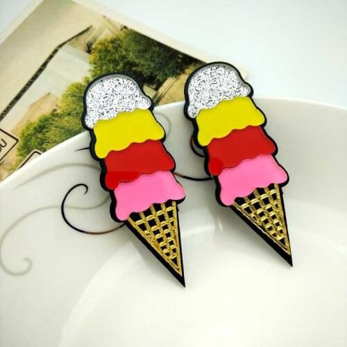 Fashion Hip Hop Style Night Club Jewelry Accessories Acrylic Punk Multi-color Ice Cream Stud Earrings For Women Girls Brincos