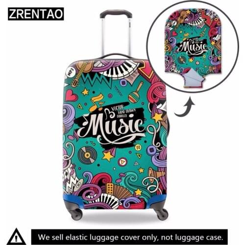 ZRENTAO personalized luggage cover 3D musical printing effect suicase protector durable dust proof cover for travel case