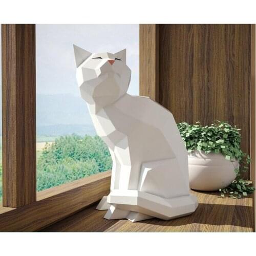 Papercraf 3d paper animal models doberman Pinscher cat papercraft toy home decor wall decoration puzzles eductional dIY toys