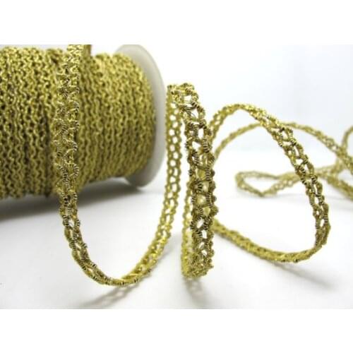 5 Yards 1/4 Inch Gold Woven Metallic Trim|Passementerie|Braided Gimp Trim|Embellishment|Craft Supplies|Wavy Trim Ribbon