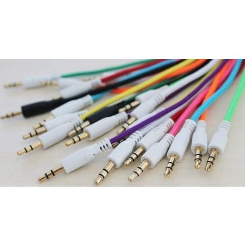1000pcs/lot Candy Color Braided Fabric DC3.5mm To 3.5 Male To Male Audio Cable for Iphone Headphone Car Aux Free Shipping