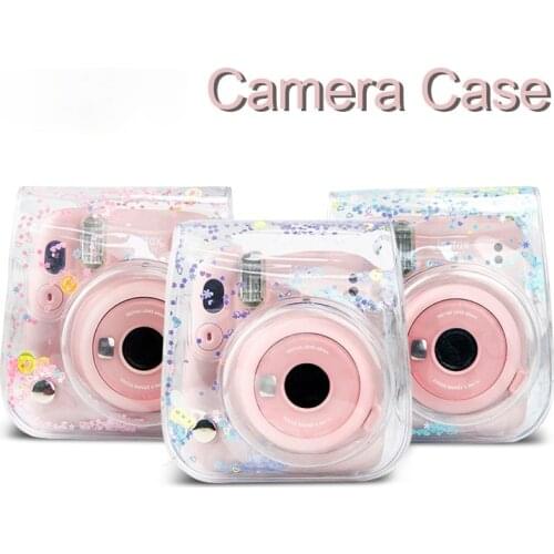 Fujifilm Instax Mini 11 Camera Bag Transparent Sequins Case Instant Camera Shoulder Strap Bag Protector Cover Pouch