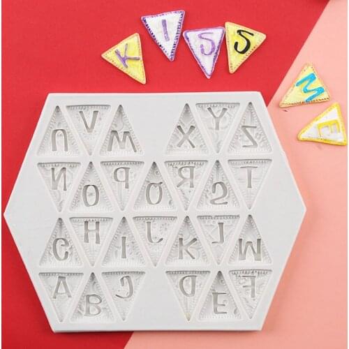 Alphanumeric Flag Silica Gel Mould Cup Cake Decoration Mould Turn Sugar Cake Liquid Silica Gel Mould WMJ-849