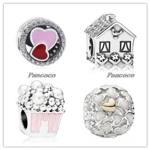 925 Sterling Silver Charm Vintage House Shape Home Sweet Home Beads Fit Women Pandora Bracelet & Necklace DIY Jewelry