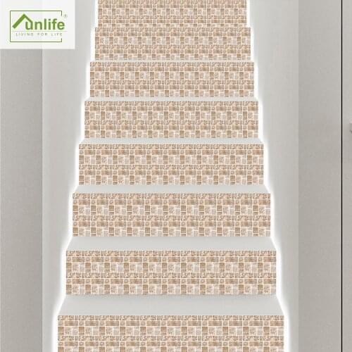Funlife® 7pcs Stone Pattern Staircase Stickers Easy to Clean Ground Stickers Self-Adhesive Bathroom Waterproof Floor Stickers