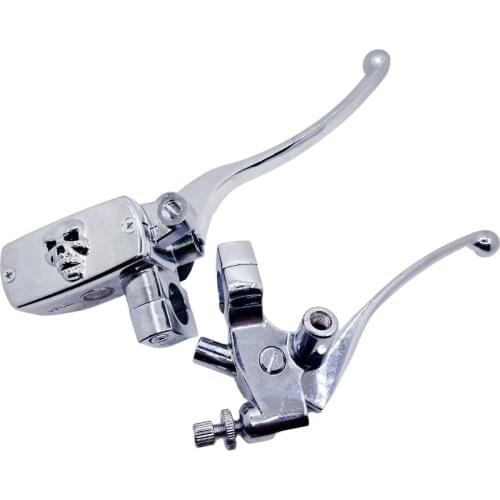 Chrome Universal Skull 1" 25MM Motorcycle Brake Clutch Lever Master Cylinder Reservoir For Honda Steed Yamaha Virago V-Star 650