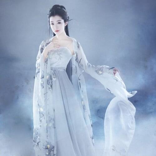 Qian Mo Qing Tang Dynasty Fairy Costume Hanfu Traditional Chinese Realistic Painting Immortal Crane Photography Hanfu Female