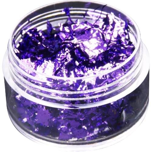 Imitation Gold Foil Fragment Purple Nail Glitter for DIY Nails Sticker Art Nail Decorations Multi Color Gold Leaf Flakes
