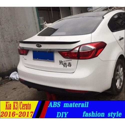 Use for Kia cerato K3 spoiler 2016-2017 cerato K3 lip spoiler High Quality ABS Material Car Rear Wing Primer Color Rear Spoiler