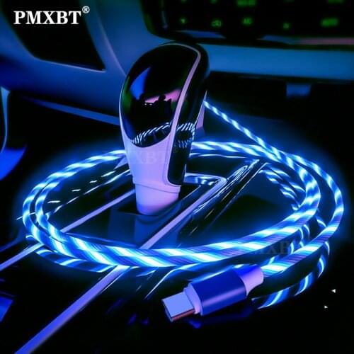 Flow Glowing USB Charger Cable 3A Fast Charging Micro USB Type C Cable LED lighting for iphone 8 7 6s Plus XR XS Phone Data Cord