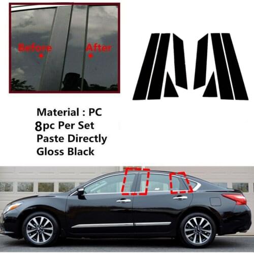 8pcs Set Exterior Window Glossy Black Cover Door Trim Pillar Posts Kit Fit For NISSAN Altima Sedan 2013 2014 2015 2016 2017 2018