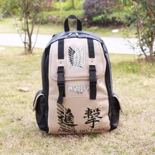 Cosplay Anime Attack on Titan Backpack Schoolbag Action Figure Printed Canvas Rucksack Shingeki no Kyojin Travel Shoulder Bag
