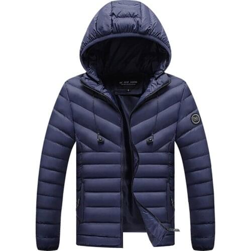 Autumn Winter Jacket Men Fashion Hooded Collar Windbreaker Men Coats Hat Detachable Thick Warm Outerwear Cotton Padded Overcoat
