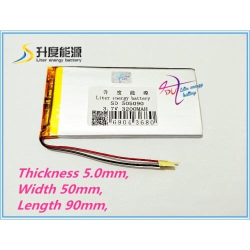 Size 505090 3.7V 3200mah Lithium polymer Battery With Protection Board For MP3 MP4 GPS Digital Products Free Shipping