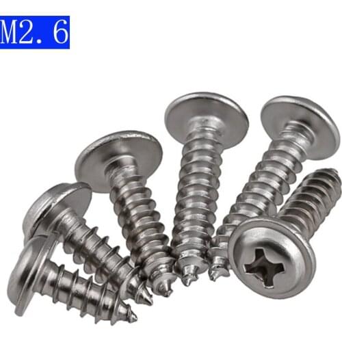 M2.6 304 stainless steel A2 - 70 Flanged Pan Washer Head Phillips Self Tapping Screws Bolts