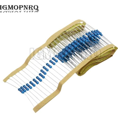 50pcs 1/2W Metal film resistor 1R~2.2M 100R 220R 330R 1K 1.5K 2.2K 3.3K 4.7K 10K 22K 47K 100K 100 220 330 1K5 2K2 3K3 4K7 ohm