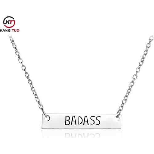 Fashion Alloy Letter BADASS Square Shaped Pendant Necklace For Women&Men 12pcs/lot