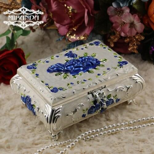 Fashion European Style Metal Jewelry Case Zinc-aloy Trinket box Christmas Gift Packing Necklace Package wedding decoration Z024