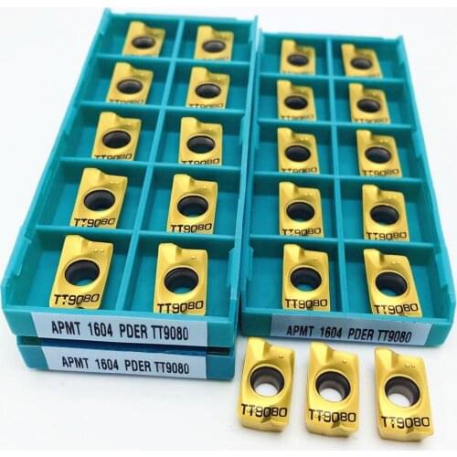 10PCS carbide insert APMT1604 PDER TT9080 metal CNC APMT lathe parts tool APKT APKT1705 PER TT9080 for indexable milling cutter