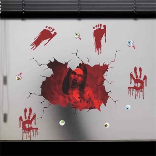 Home Halloween Horror Ghosts Wall Stickers Creative Living Room Bedroom Decoration Removable Wall Stickers Party Accessories