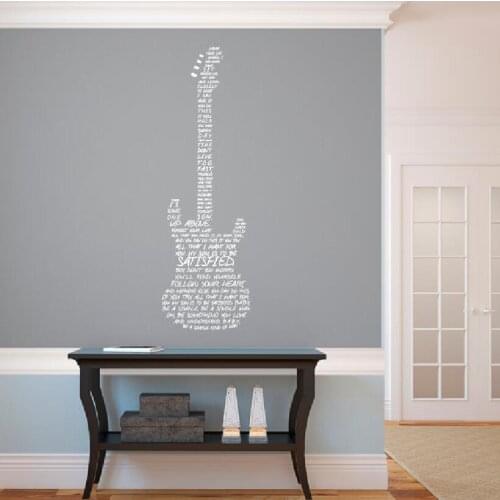YOYOYU Wall Sticker Music Wall Decor Simple Man Lyrics in Guitar School Home Musicians Poster Mural Removebale Decoration J062